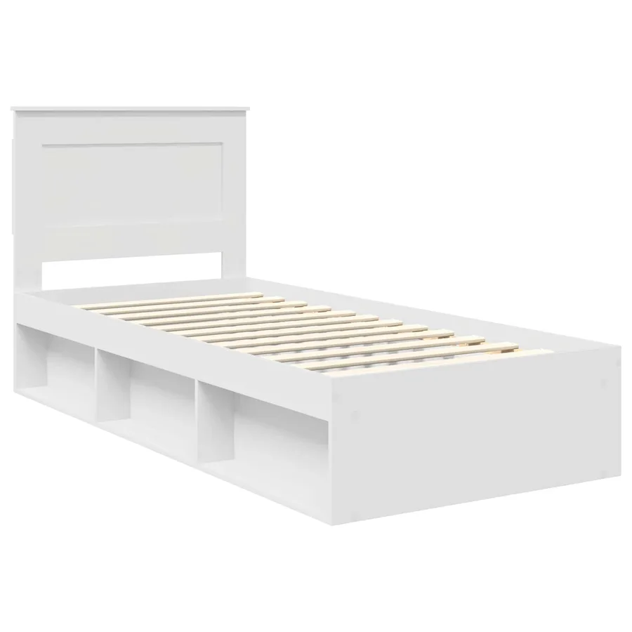 Cadre de lit avec tête de lit Blanc 100 x 200 cm Pin massif - 4