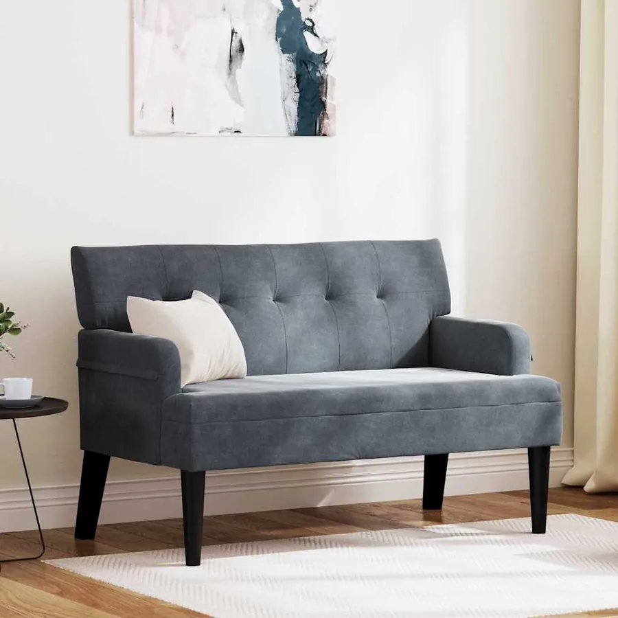 Banc Chesterfield Gris foncé 112 x 65,5 x 75 cm Velours