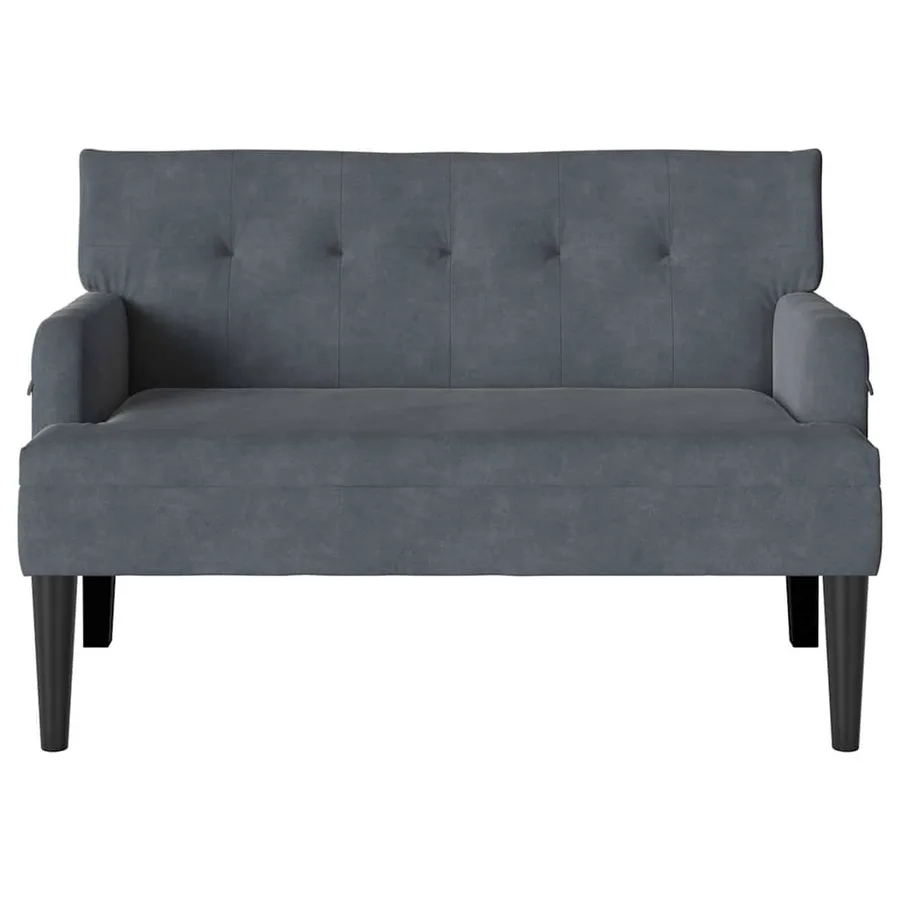 Banc Chesterfield Gris foncé 112 x 65,5 x 75 cm Velours - 4