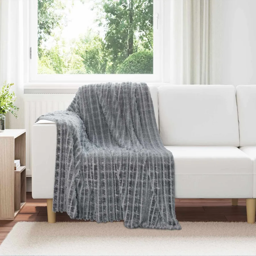 Couvertures à jeter 6 pcs Gris foncé 150 x 130 cm Toison