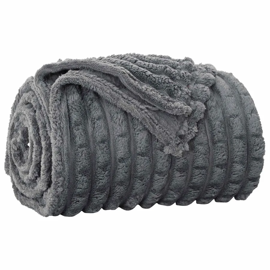 Couvertures à jeter 6 pcs Gris foncé 150 x 130 cm Toison - 4