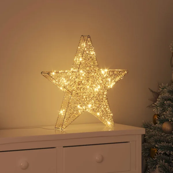 Étoile en 3D avec 50 LED Blanc chaud 55 x 52.5 x 9 cm PET