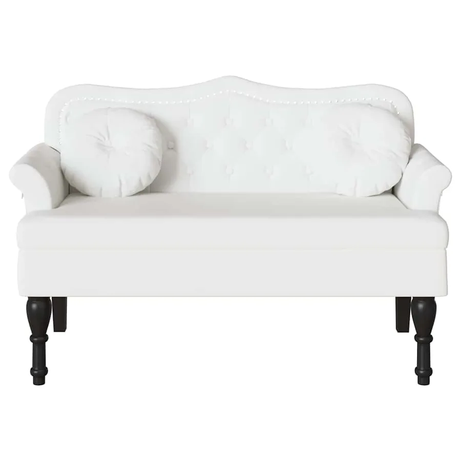 Banc Chesterfield Blanc 120,5 x 65 x 75 cm Simili cuir - 4