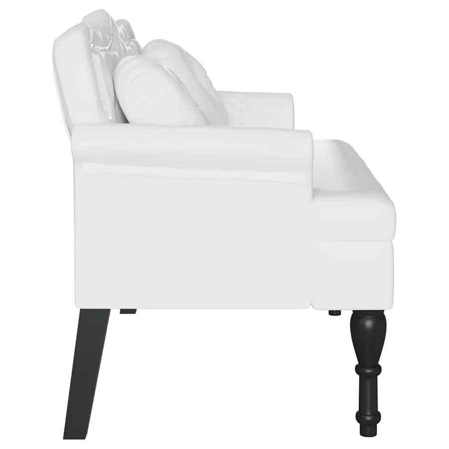 Banc Chesterfield Blanc 120,5 x 65 x 75 cm Simili cuir - 5