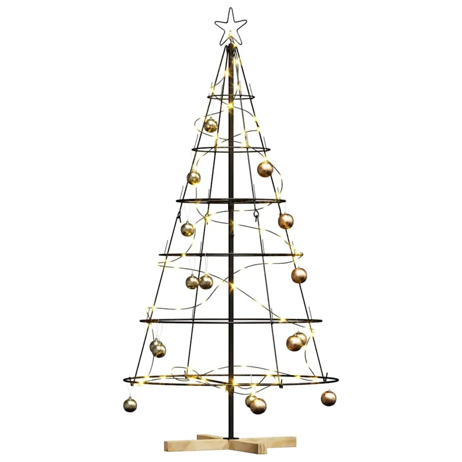 Arbre en cône de Noël avec support Noir 154 cm Acier - 3