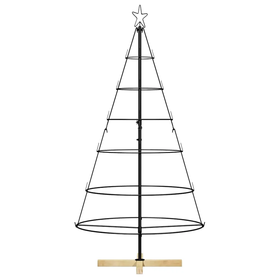 Arbre en cône de Noël avec support Noir 154 cm Acier - 6
