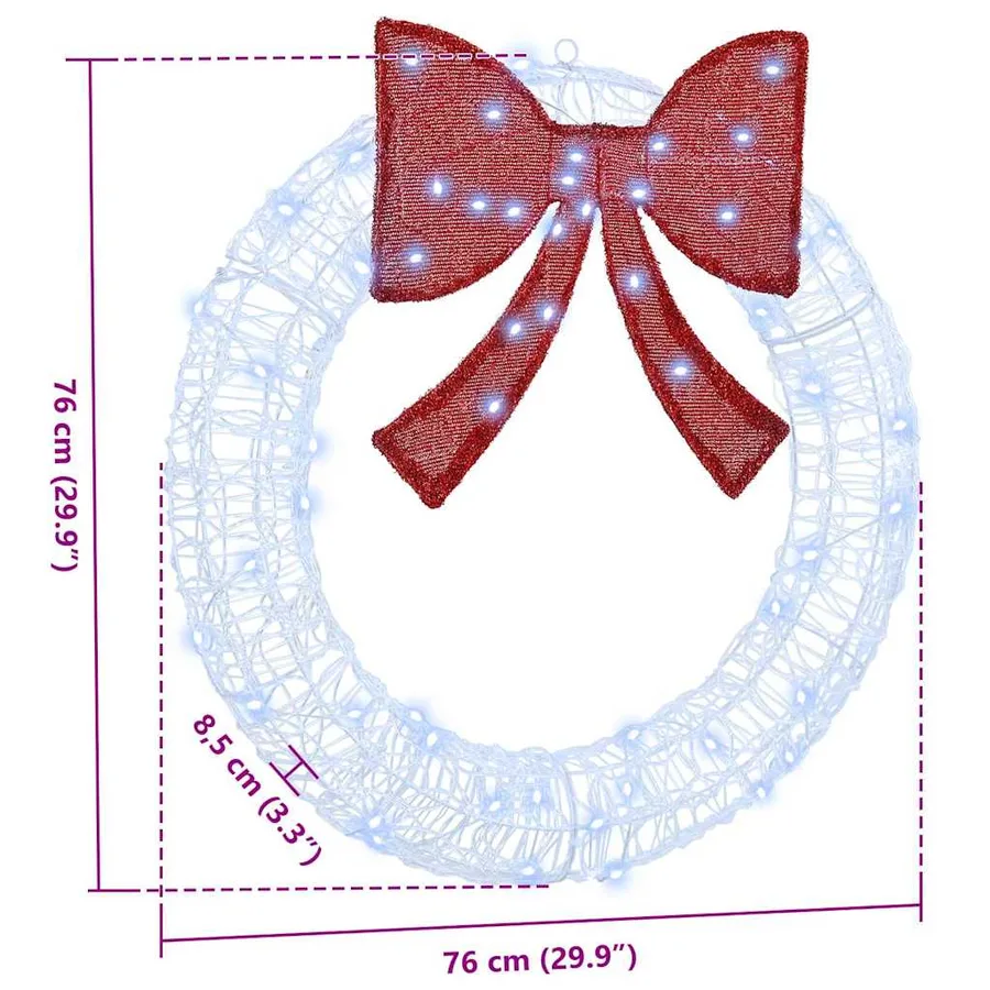 Couronne avec 60 LED Blanc froid 76 x 76 x 8,5 cm Acrylique - 9