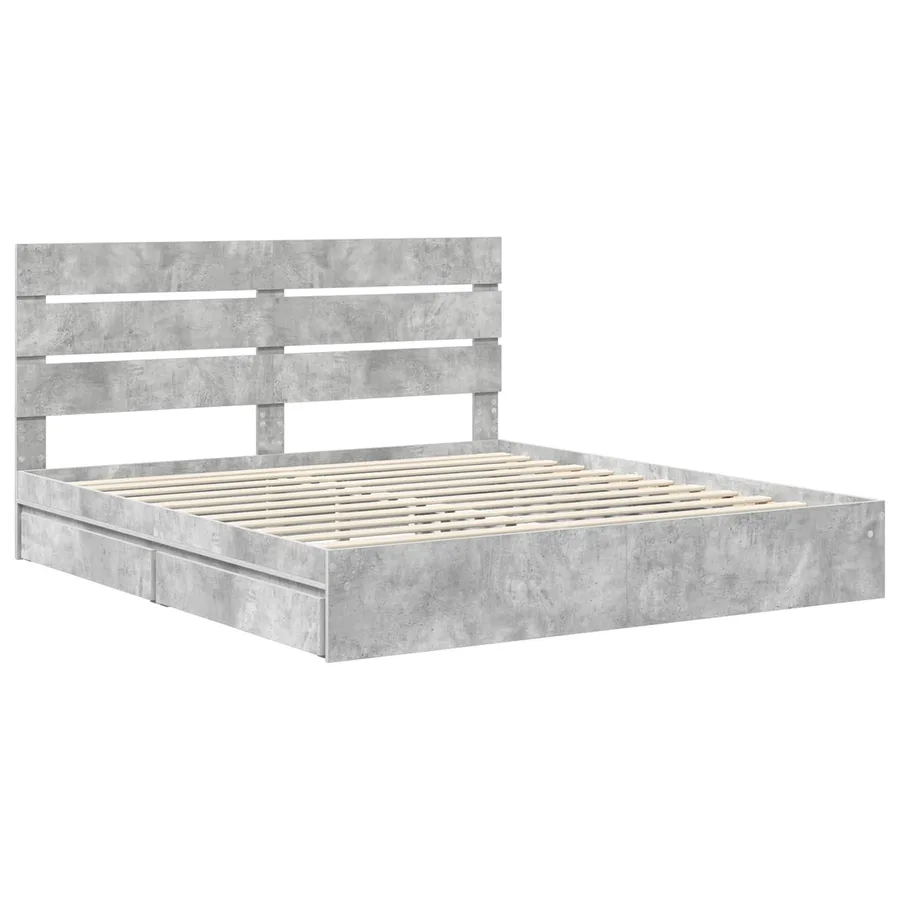 Lit de Rangement Gris béton 180 x 200 cm Bois d'ingénierie - 4