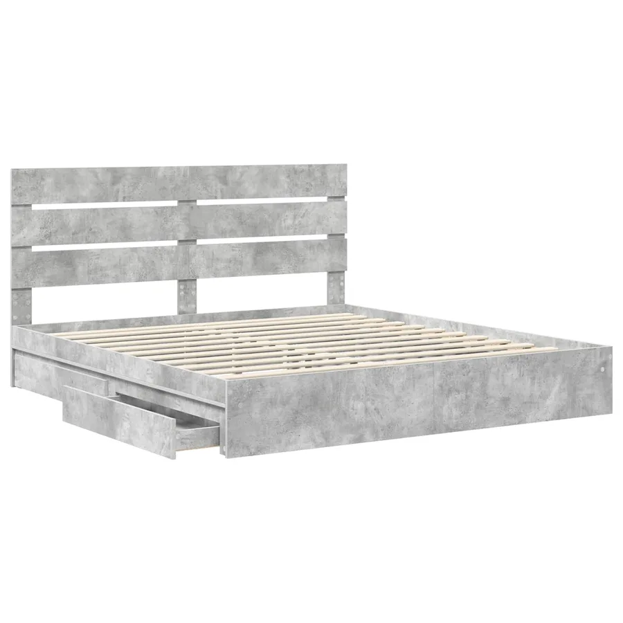 Lit de Rangement Gris béton 180 x 200 cm Bois d'ingénierie - 5