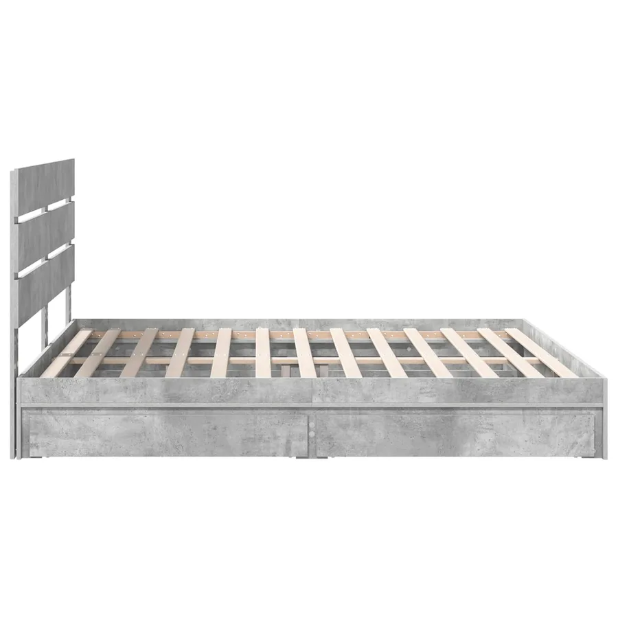 Lit de Rangement Gris béton 180 x 200 cm Bois d'ingénierie - 9