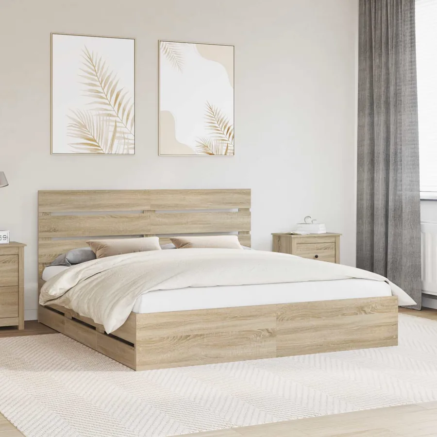 Cadre de lit Chêne Sonoma 200 x 200 cm Bois Ingénierie