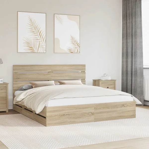 Cadre de lit Chêne Sonoma 200 x 200 cm Bois Ingénierie