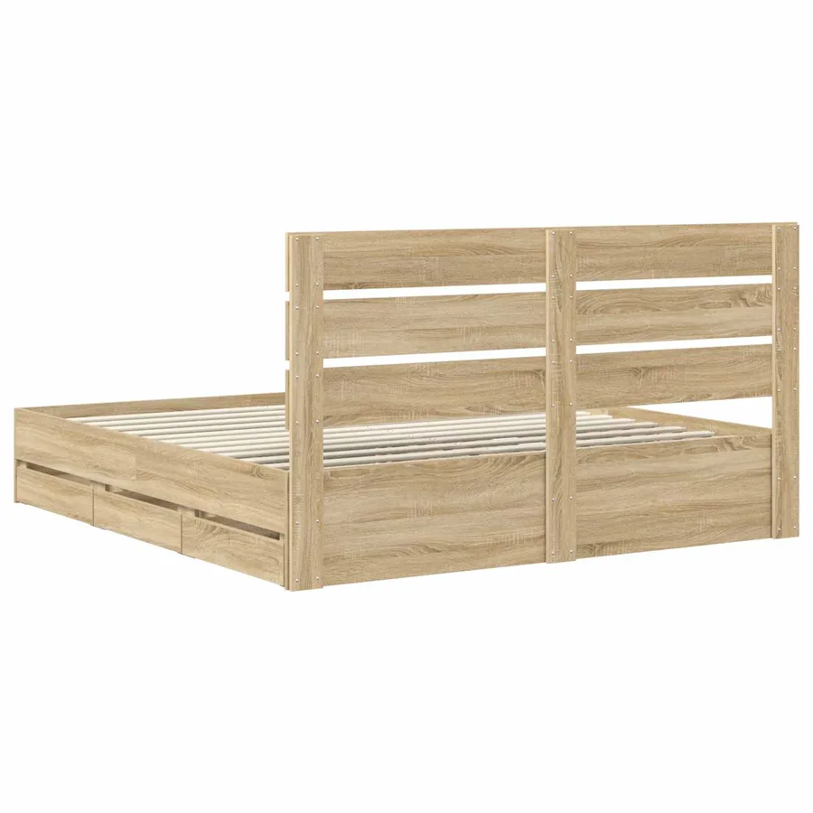 Cadre de lit Chêne Sonoma 200 x 200 cm Bois Ingénierie - 8