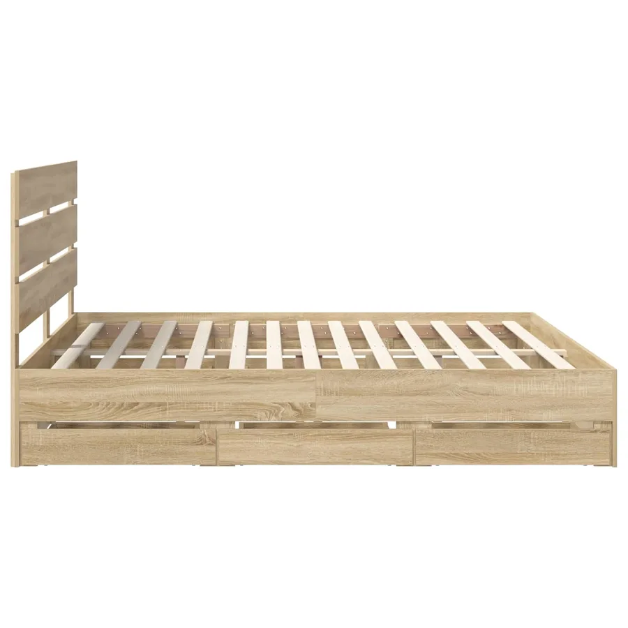 Cadre de lit Chêne Sonoma 200 x 200 cm Bois Ingénierie - 9