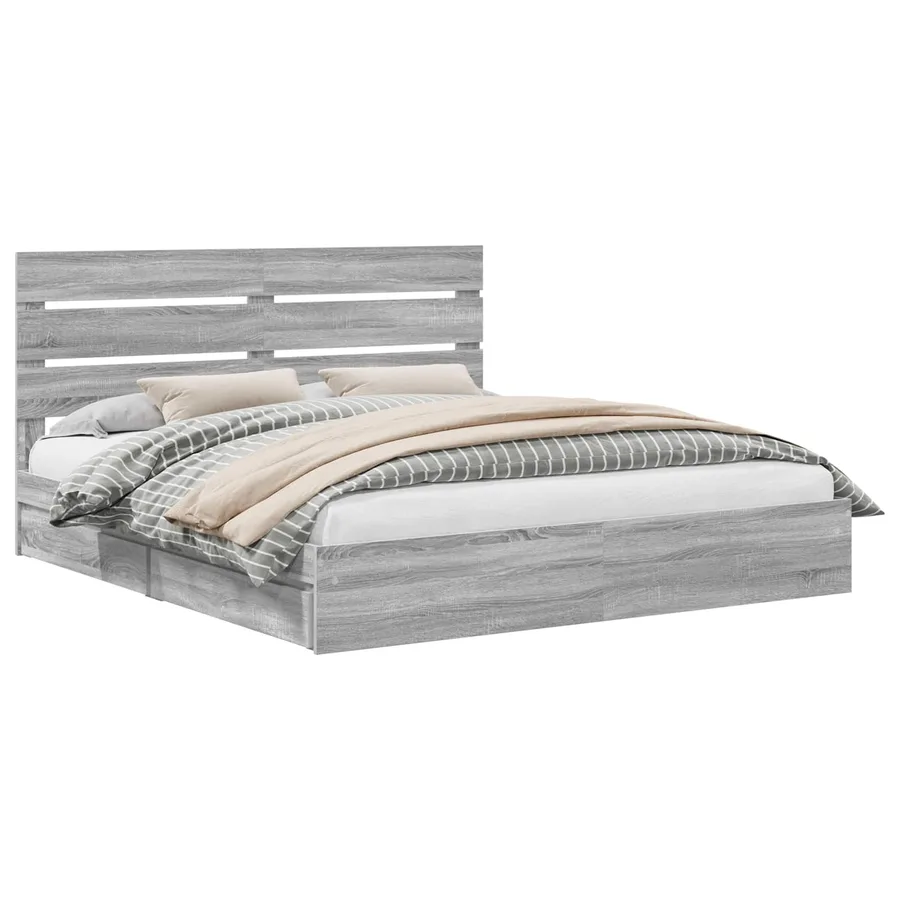 Lit de Rangement Gris Sonoma 180 x 200 cm Bois d'ingénierie - 2