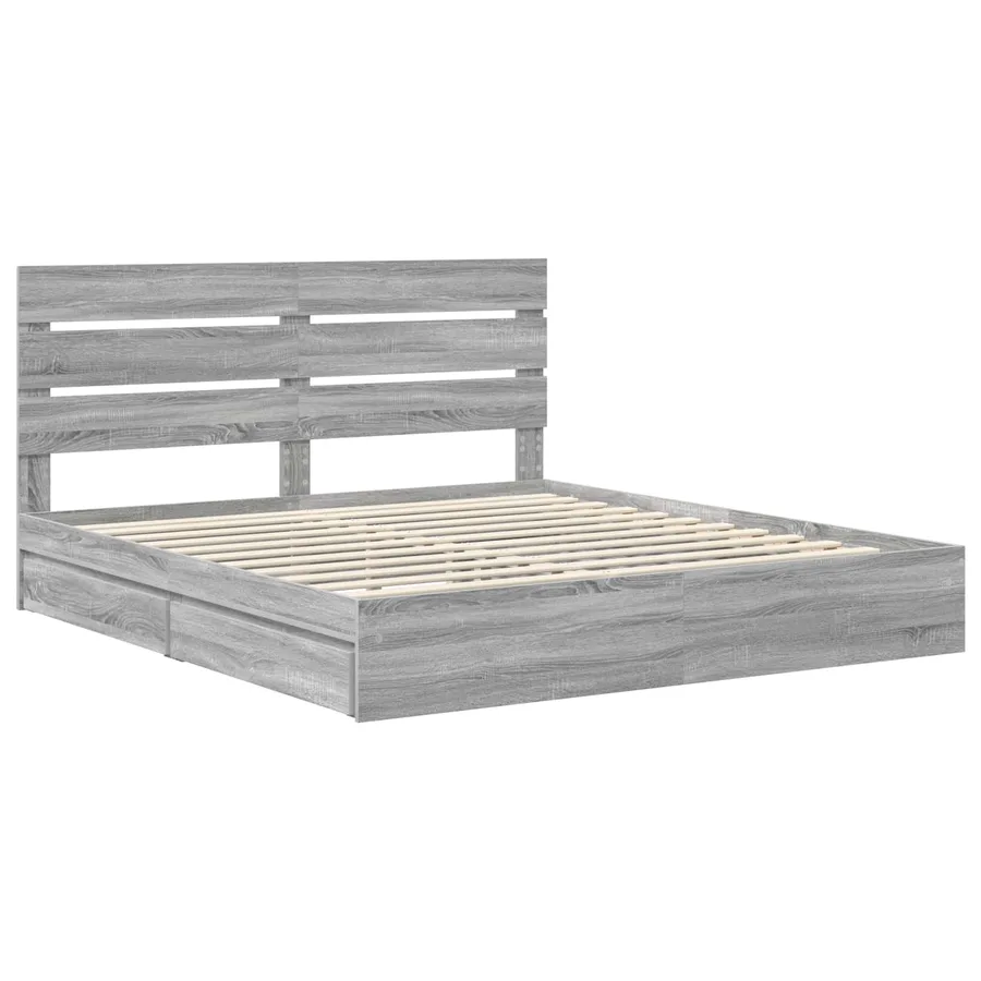 Lit de Rangement Gris Sonoma 180 x 200 cm Bois d'ingénierie - 4