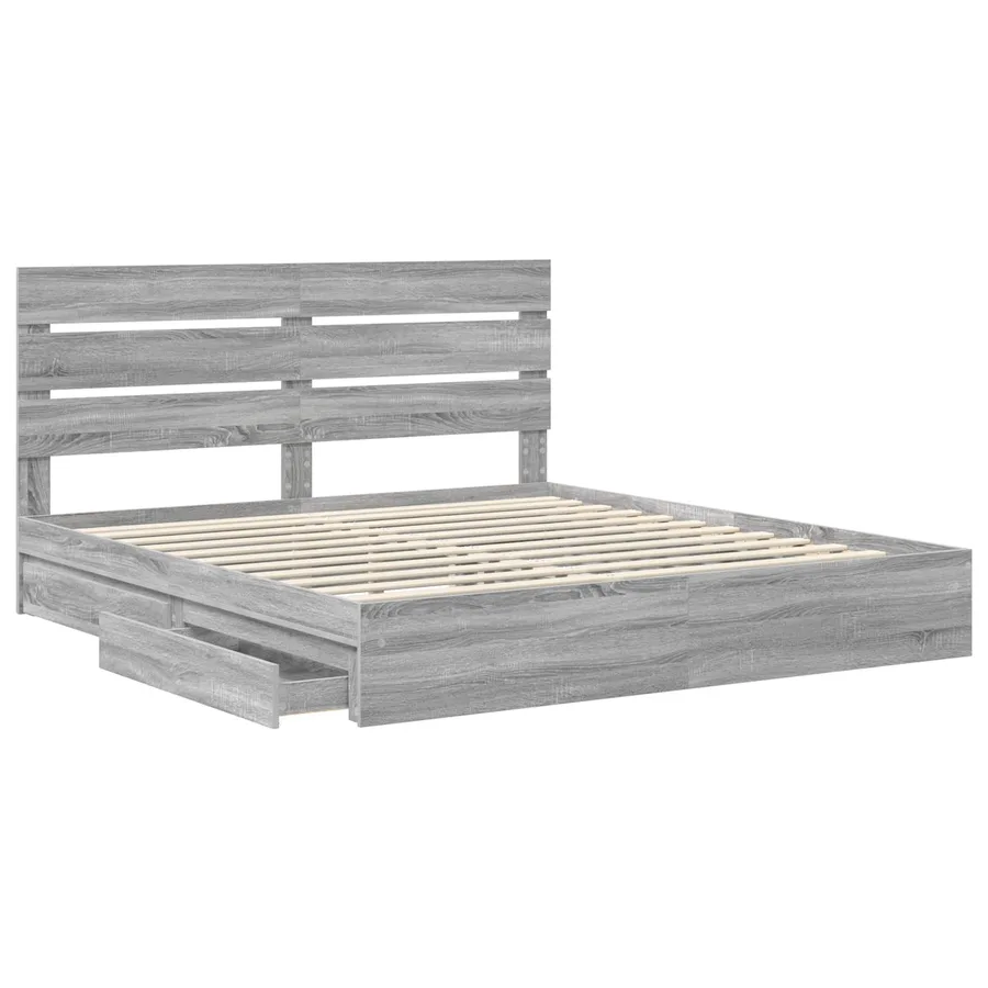 Lit de Rangement Gris Sonoma 180 x 200 cm Bois d'ingénierie - 5