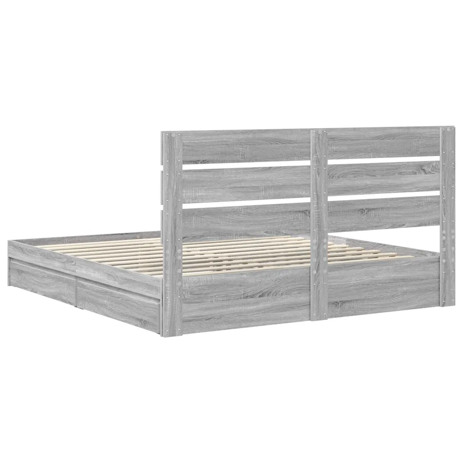 Lit de Rangement Gris Sonoma 180 x 200 cm Bois d'ingénierie - 8
