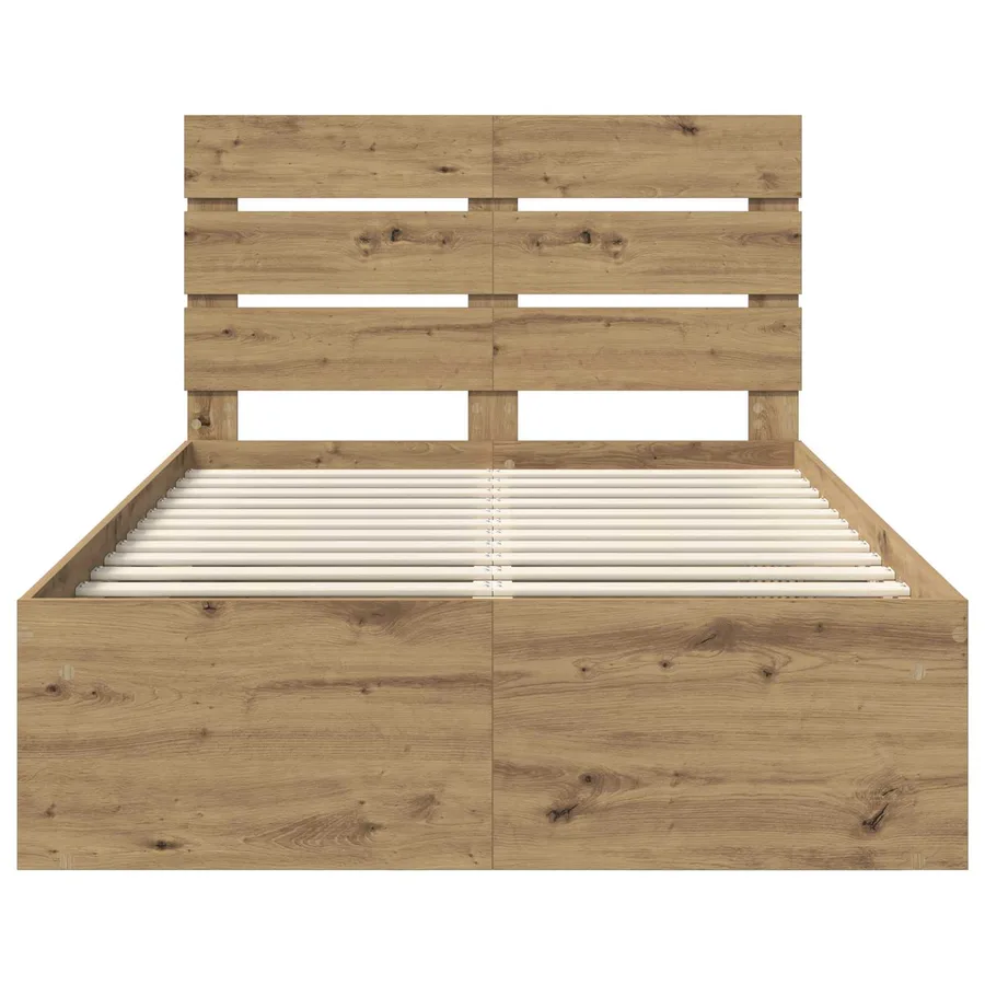 Cadre de lit Chêne artisan 135 x 190 cm Bois de pin massif - 7