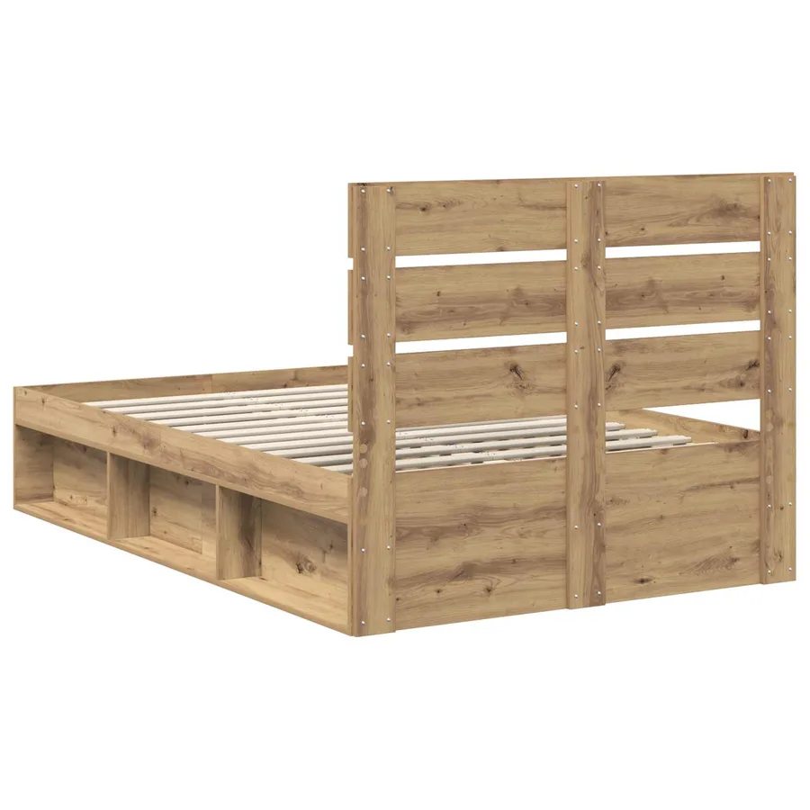 Cadre de lit Chêne artisan 135 x 190 cm Bois de pin massif - 9