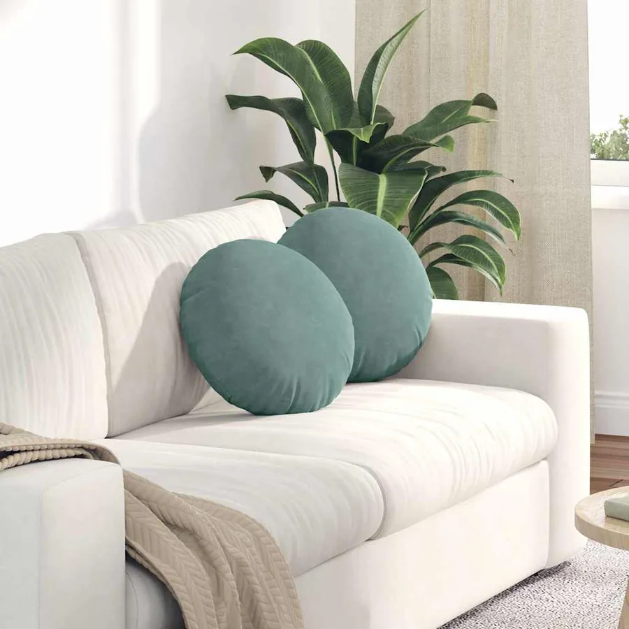 Coussins de siège 2 pcs Vert Mer Ø 40 x 13 cm Velours