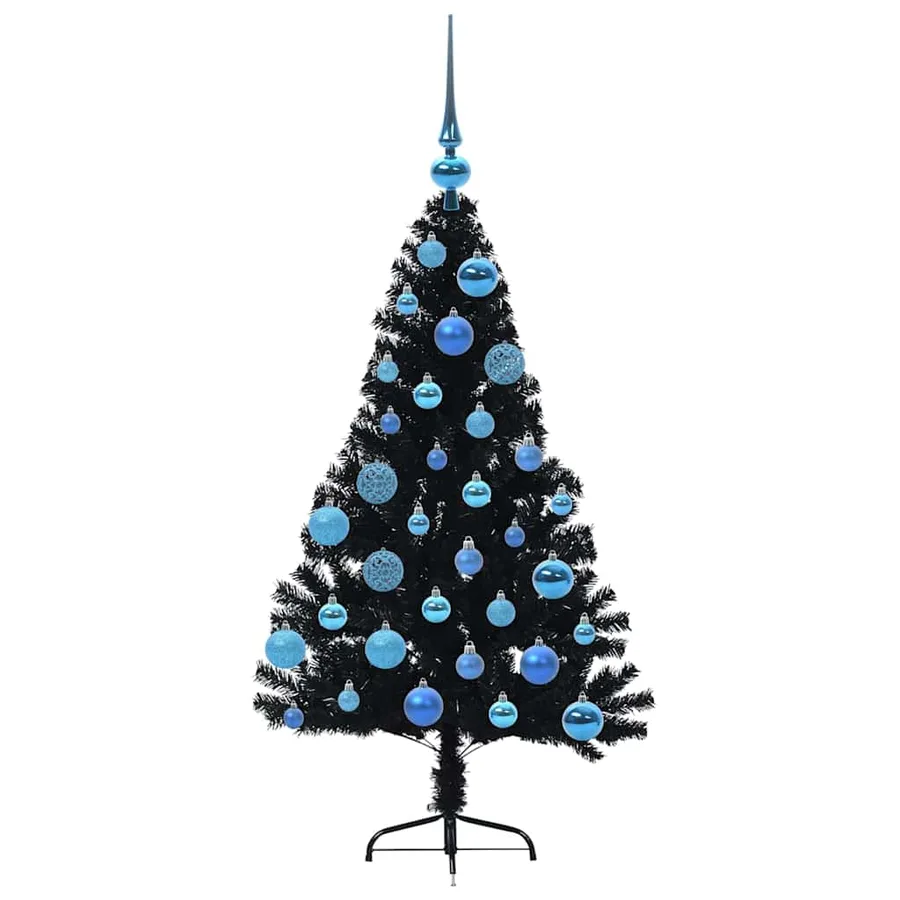 Sapin de Noël artificiel pré-éclairé Noir 120 cm PVC - 4