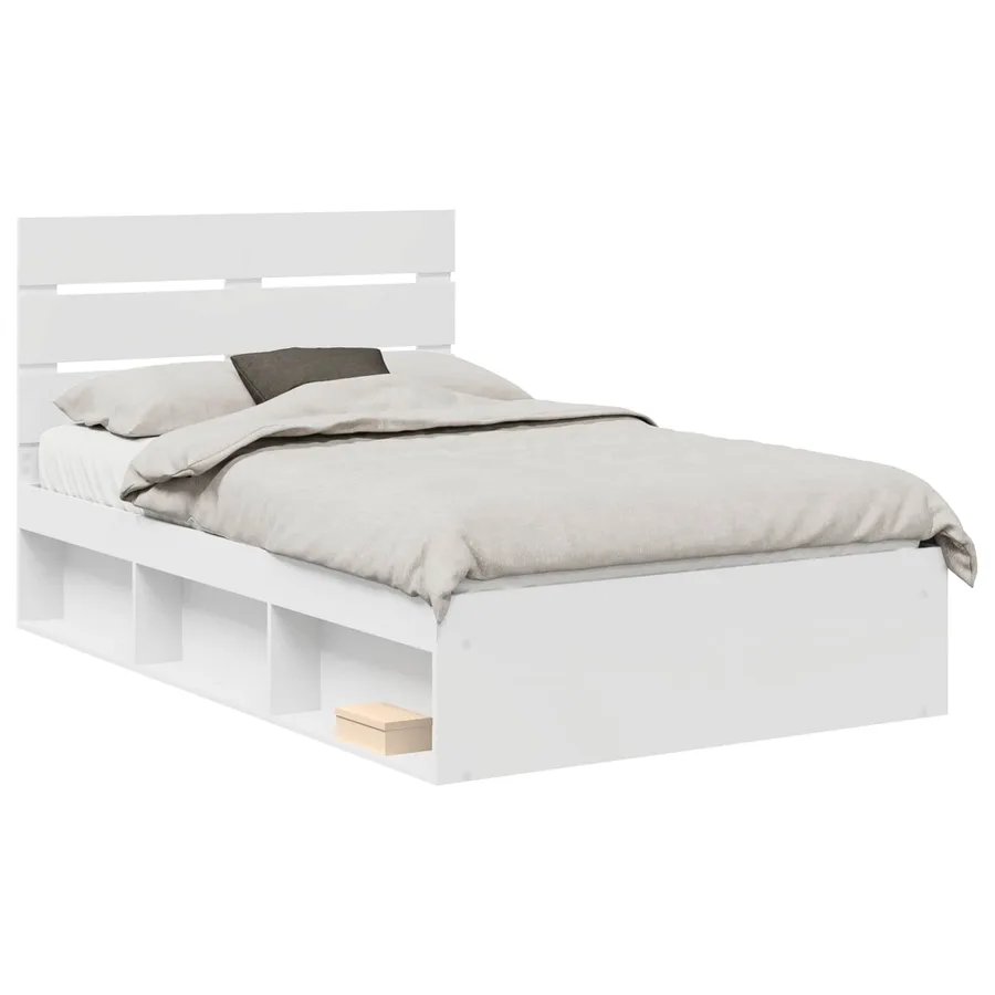 Cadre de lit Blanc 135 x 190 cm Bois de pin massif - 2