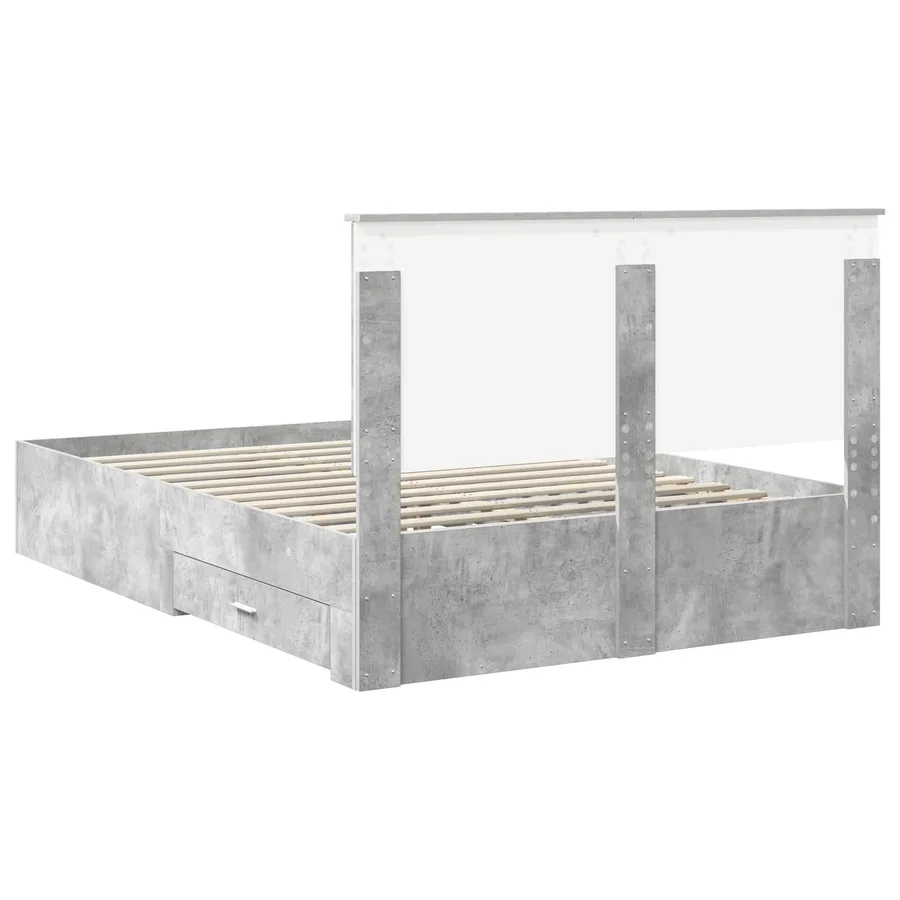 Cadre de lit Gris béton 160 x 200 cm Bois d'ingénierie - 8
