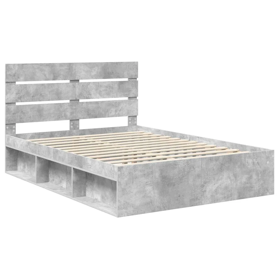 Cadre de lit Gris Béton 150 x 200 cm Bois de pin massif - 4