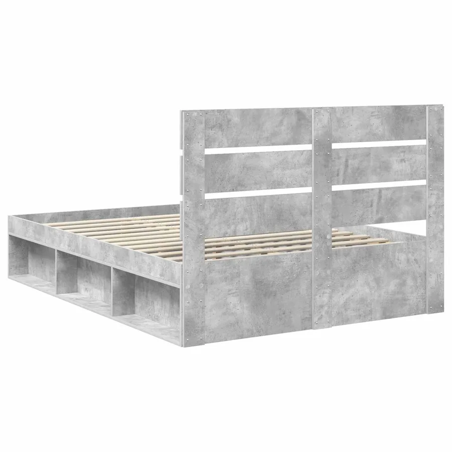 Cadre de lit Gris Béton 150 x 200 cm Bois de pin massif - 9