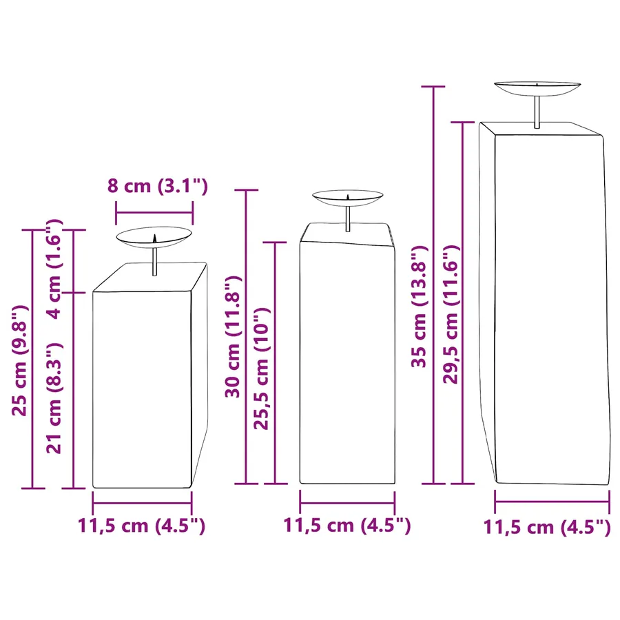 Bougeoir 3 pcs Naturel Bois massif de récupération - 8
