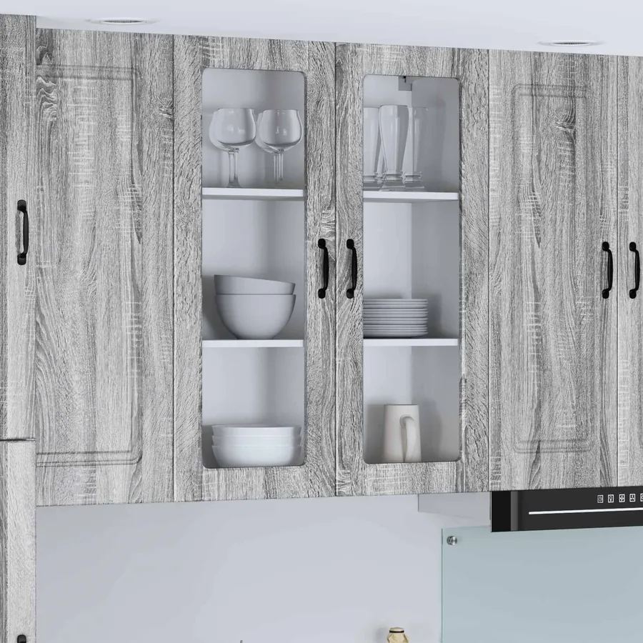 Cabinet en verre mural LUCCA Sonoma gris 80 x 31 x 100 cm
