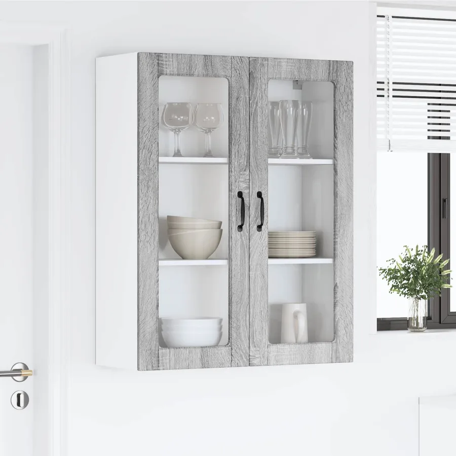 Cabinet en verre mural LUCCA Sonoma gris 80 x 31 x 100 cm - 4