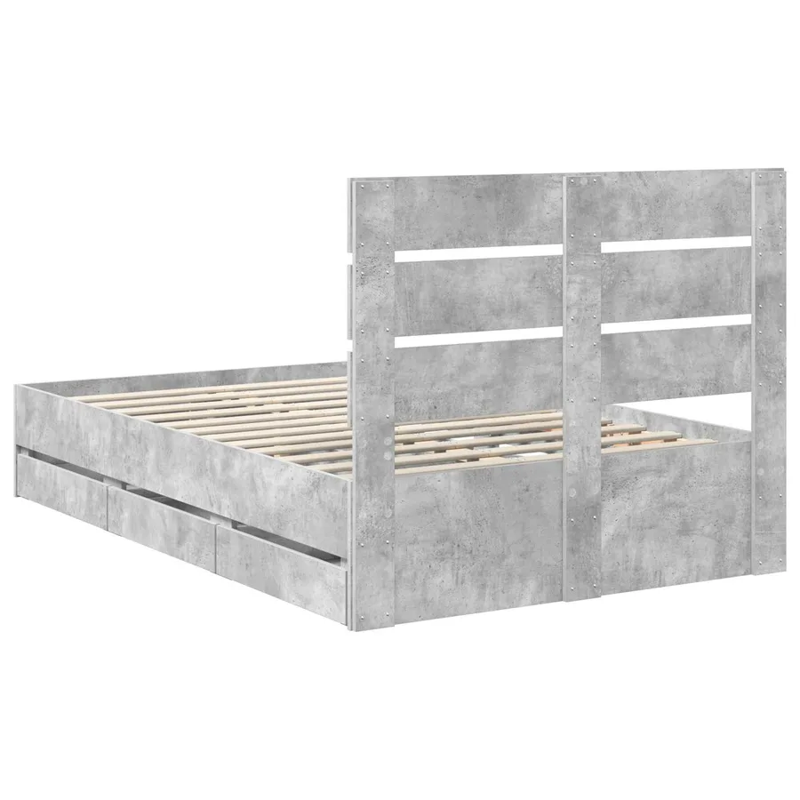 Cadre de lit Gris béton 135 x 190 cm Bois Ingénierie - 10