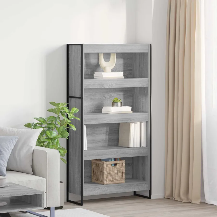 Bibliothèque 80 x 30 x 155 cm Bois d'ingénierie Gris Sonoma