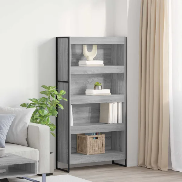 Bibliothèque 80 x 30 x 155 cm Bois d'ingénierie Gris Sonoma