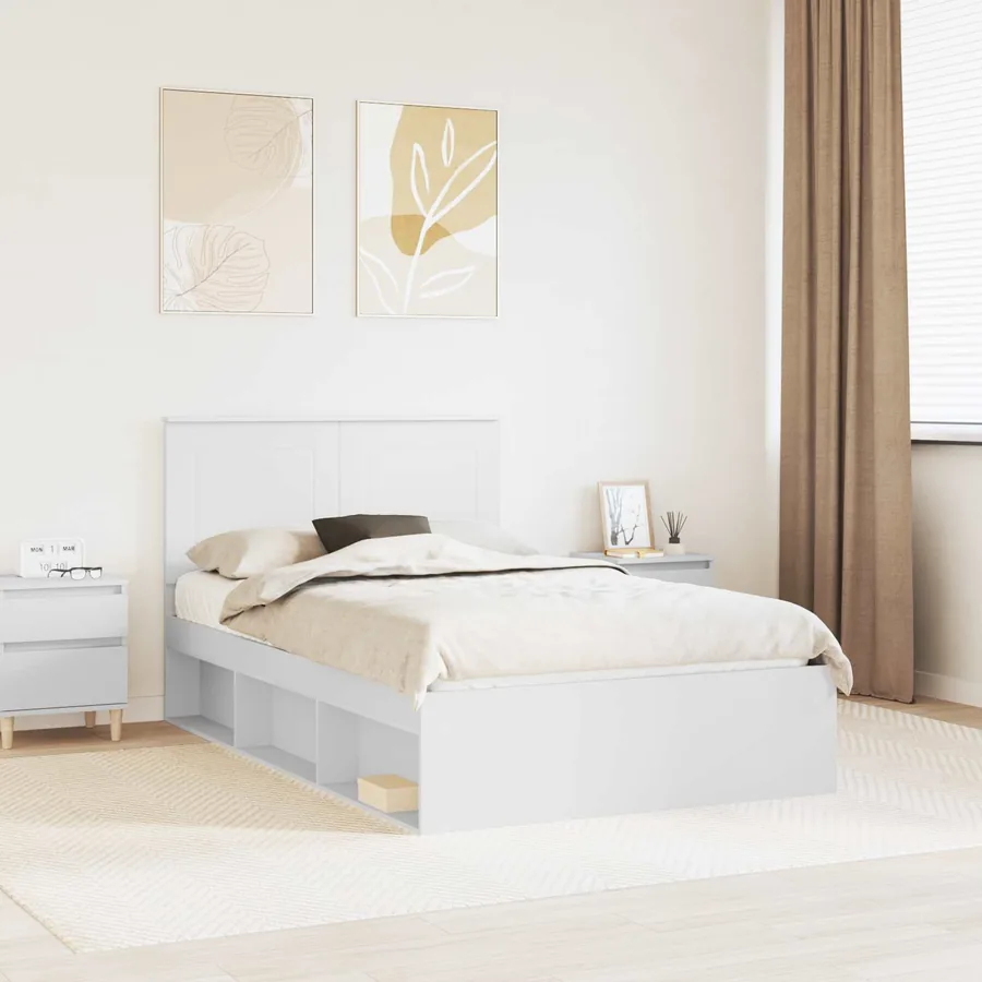 Cadre de lit Blanc 120 x 200 cm Bois de pin massif
