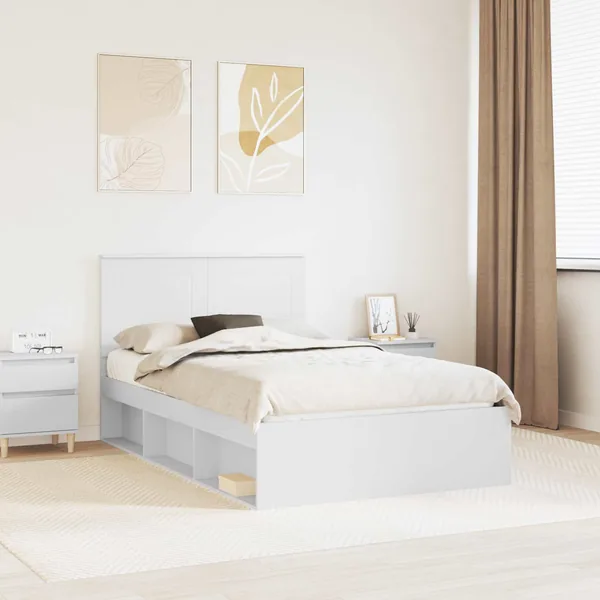 Cadre de lit Blanc 120 x 200 cm Bois de pin massif