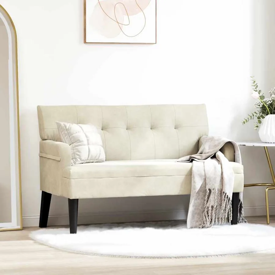 Banc Chesterfield Crème 112 x 65,5 x 75 cm Velours