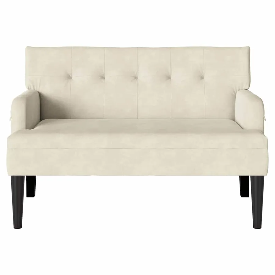 Banc Chesterfield Crème 112 x 65,5 x 75 cm Velours - 4