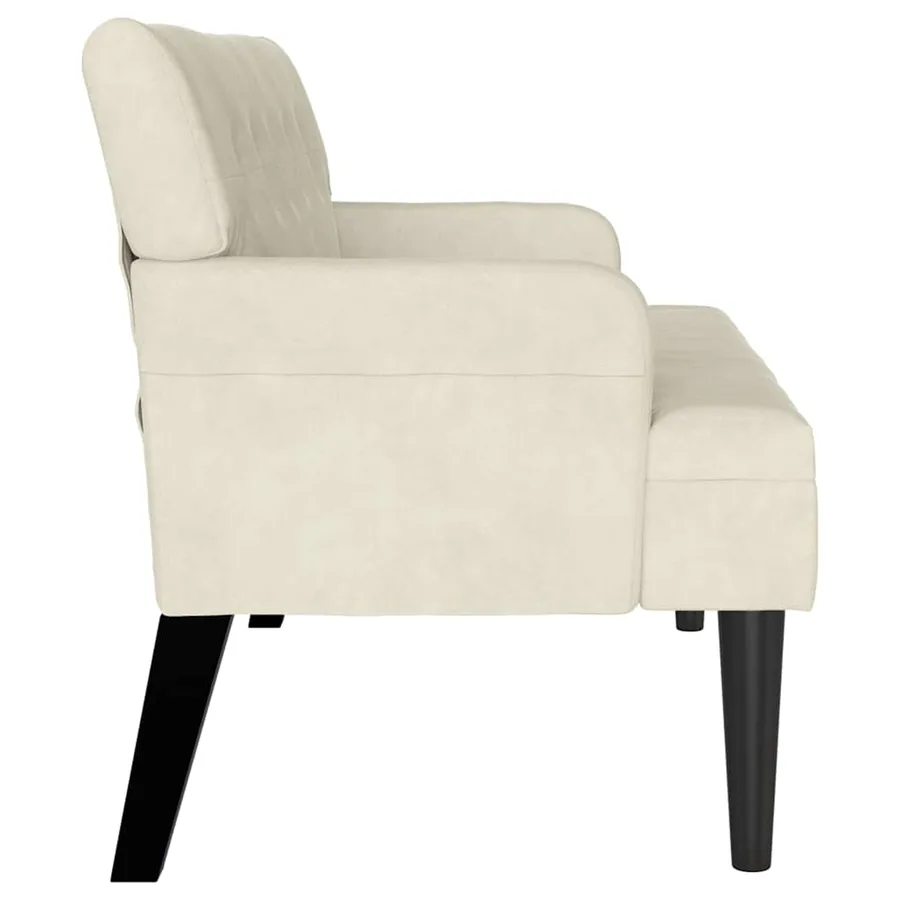 Banc Chesterfield Crème 112 x 65,5 x 75 cm Velours - 5