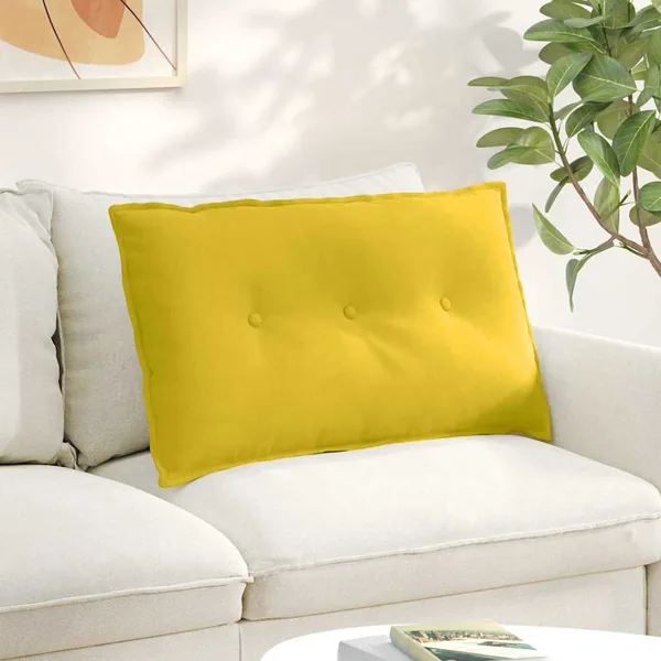 Coussin de Dos Jaune 80 x 50 cm Tissu en velours côtelé