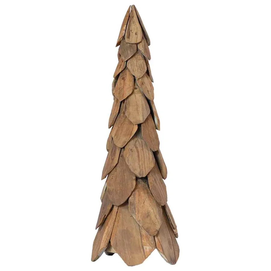 Sapin de Noël avec support Marron 80 cm Bois de teck solide - 4