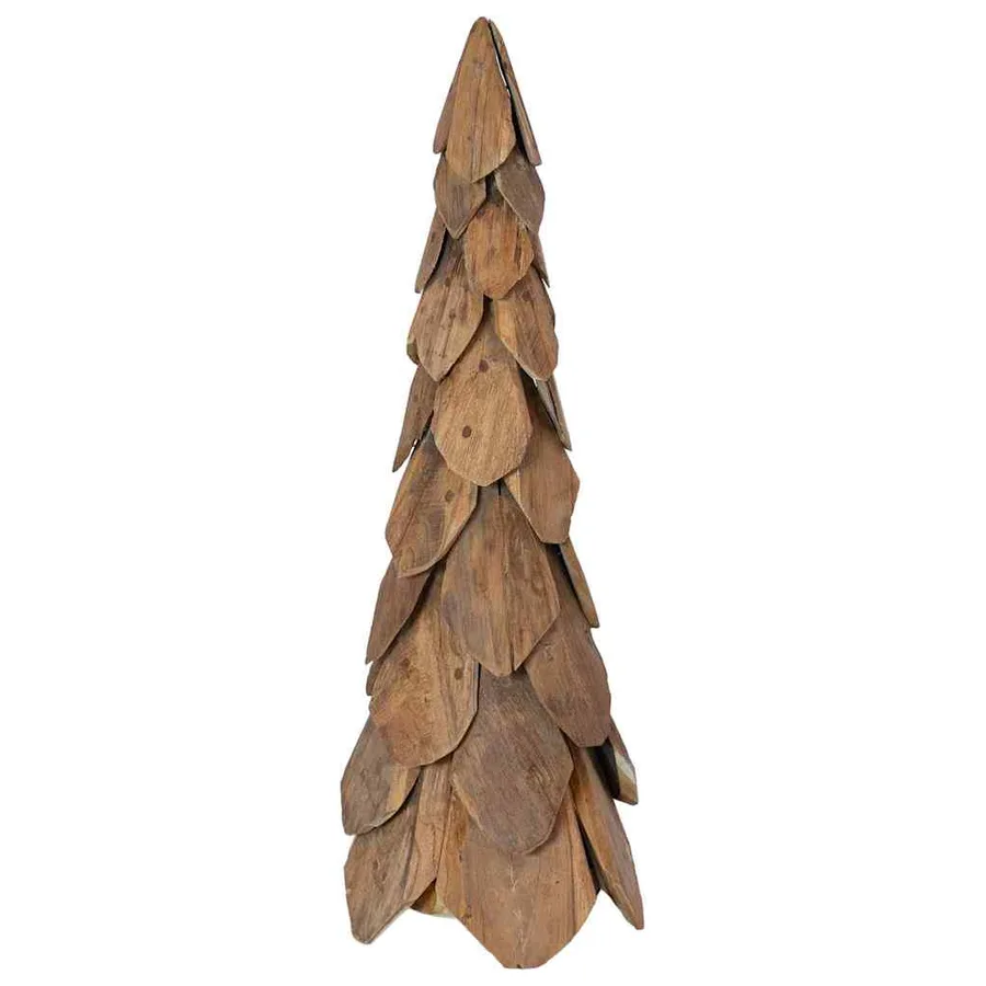 Sapin de Noël avec support Marron 80 cm Bois de teck solide - 5