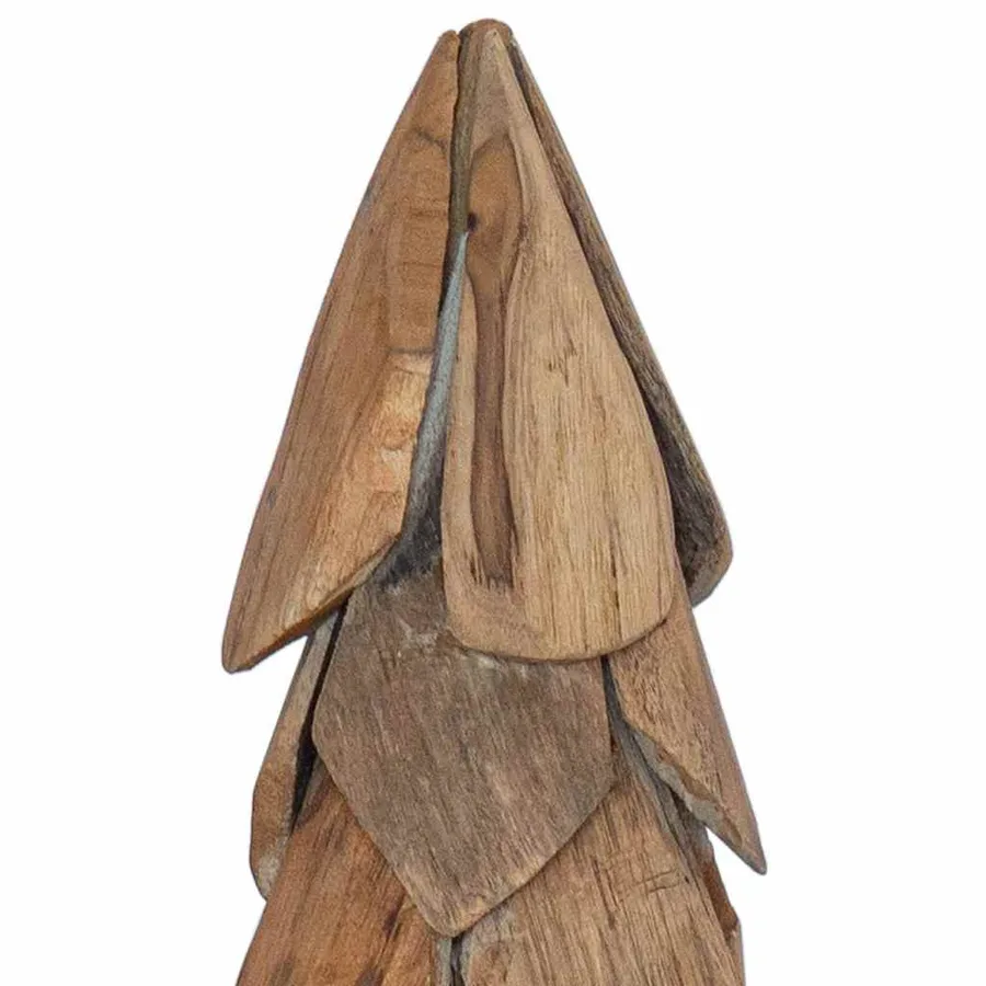 Sapin de Noël avec support Marron 80 cm Bois de teck solide - 7