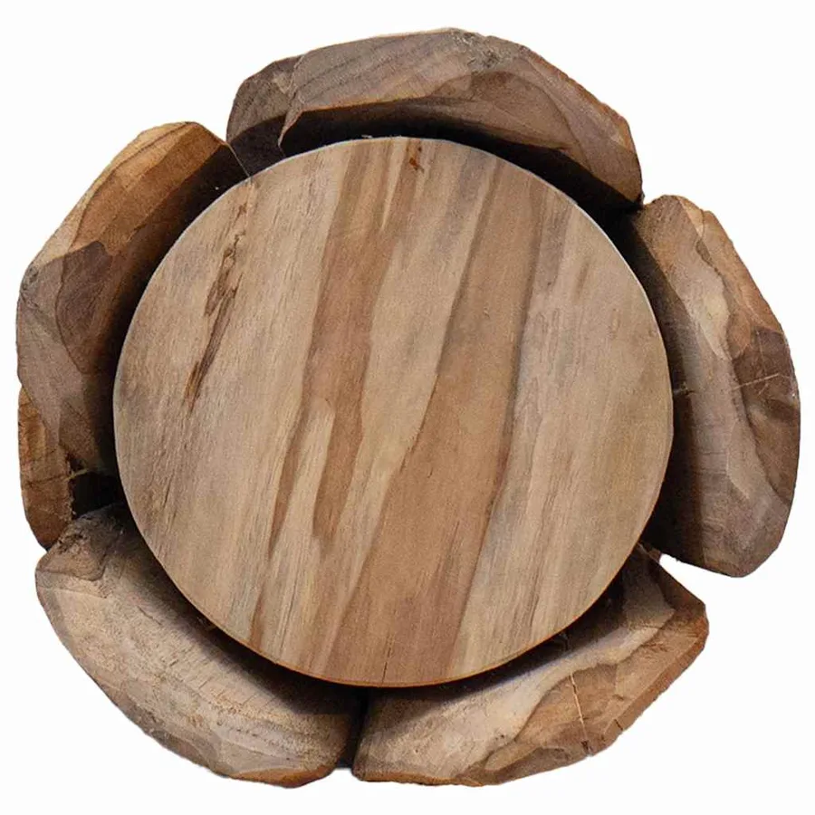 Sapin de Noël avec support Marron 80 cm Bois de teck solide - 9
