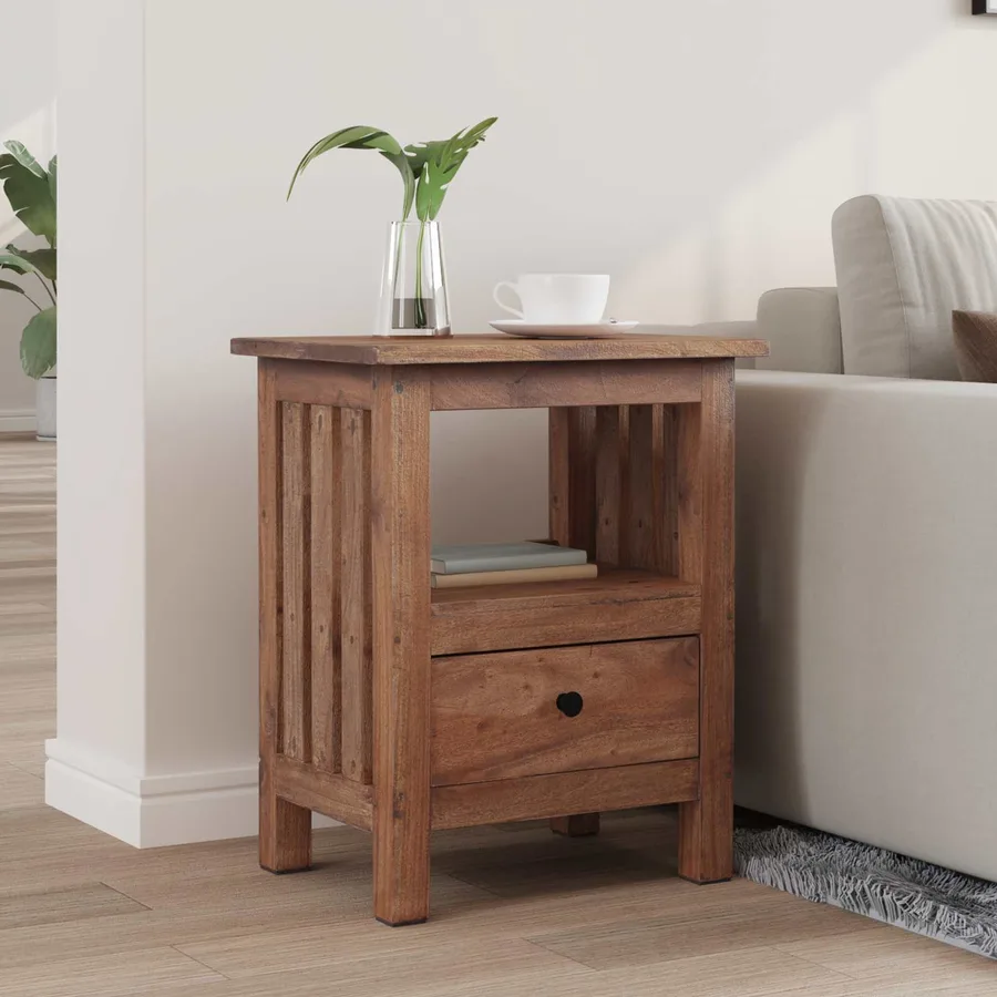 Table de chevet Marron 41 x 30 x 50 cm Bois de Mahogany Massif - 3