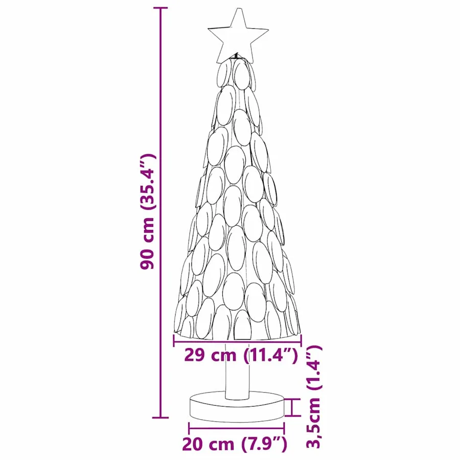 Sapin de Noël avec support Marron 90 cm Bois de teck solide - 10