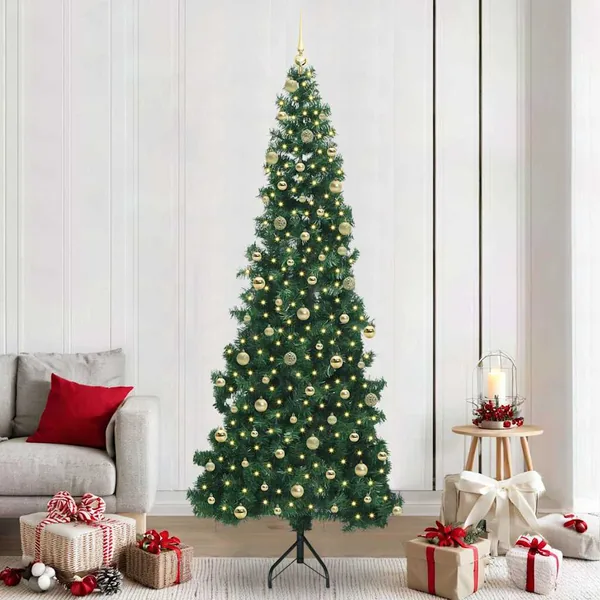Arbre de Noël artificiel d'angle Vert 240 cm PVC et métal