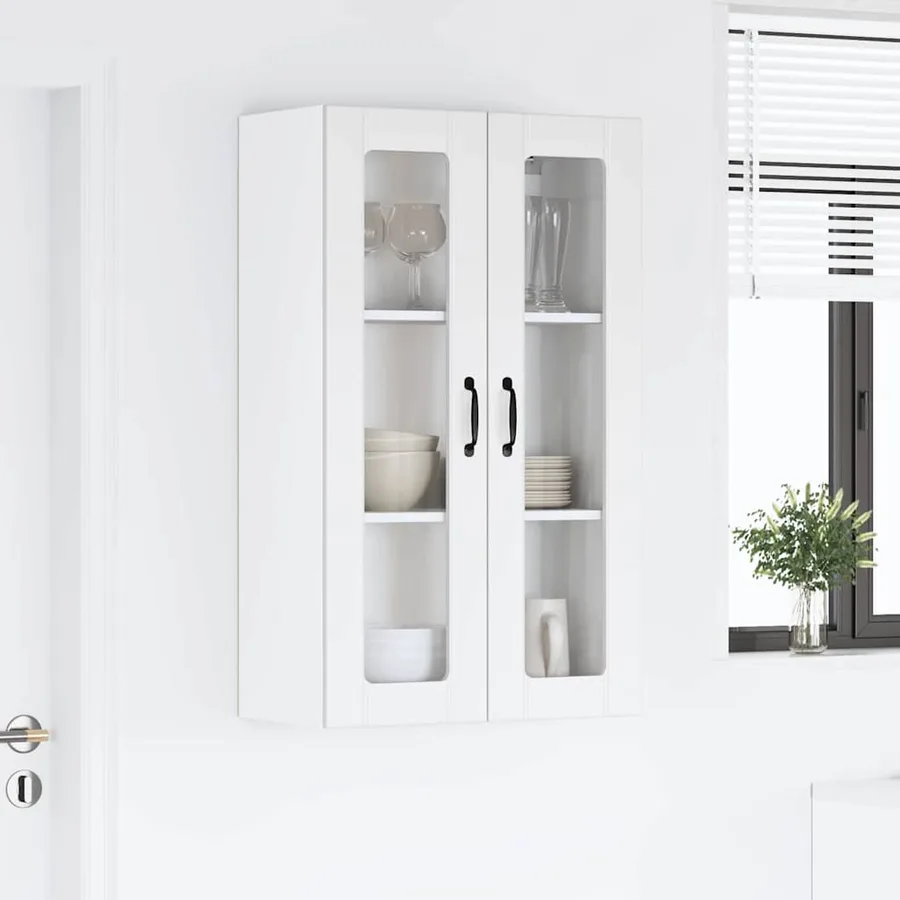 Cabinet en verre mural LUCCA Blanc 60 x 31 x 100 cm - 4